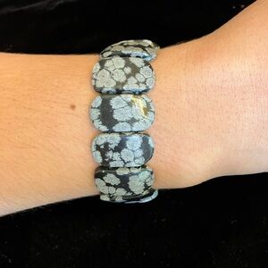 Snowflake Obsidian Stretch Gemstone Bangle